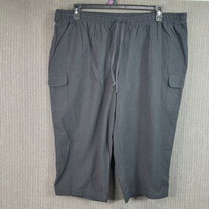 Hasting & Smith Womens Black Cargo Capri Pants 2X Elastic Waist Cotton Blend